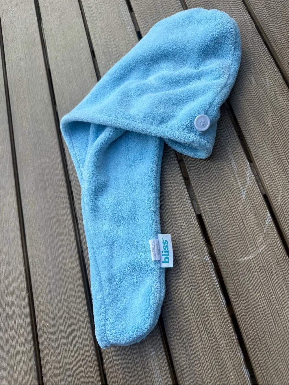 Bliss Microfiber Hair Towel Wrap Blue Quick Dry Button Closure